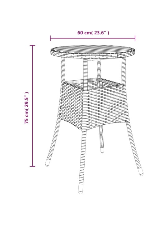 Puutarhapöytä Ø60x75 cm akaasiapuu ja polyrottinki harmaa