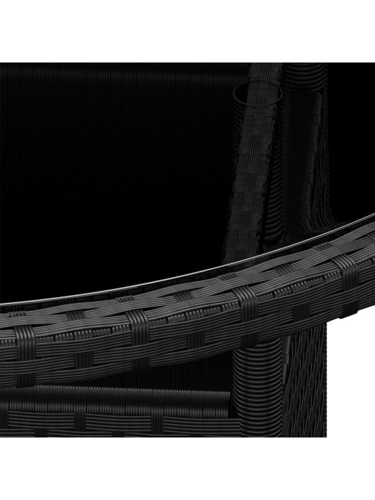 Puutarhapöytä Ø80x75 cm karkaistu lasi ja polyrottinki musta