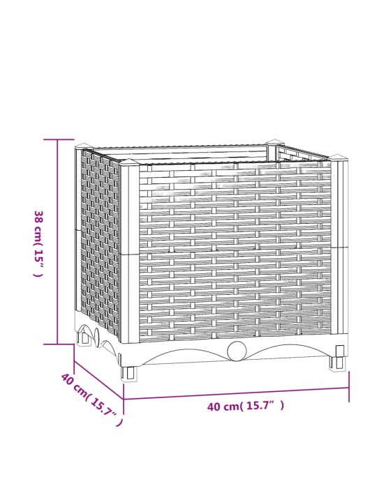 Korotettu kukkalaatikko 40x40x38 cm polypropeeni
