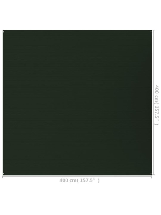 Telttamatto 400x400 cm tummanvihreä hdpe
