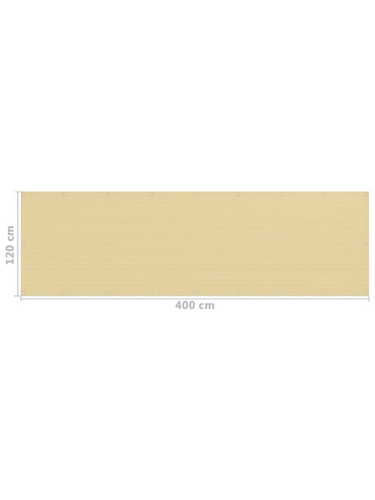 Parvekkeen suoja beige 120x400 cm HDPE