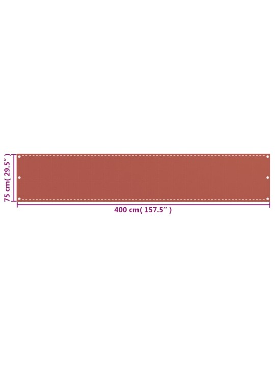 Parvekkeen suoja terrakotta 75x400 cm HDPE