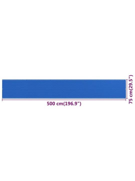 Parvekkeen suoja sininen 75x500 cm HDPE