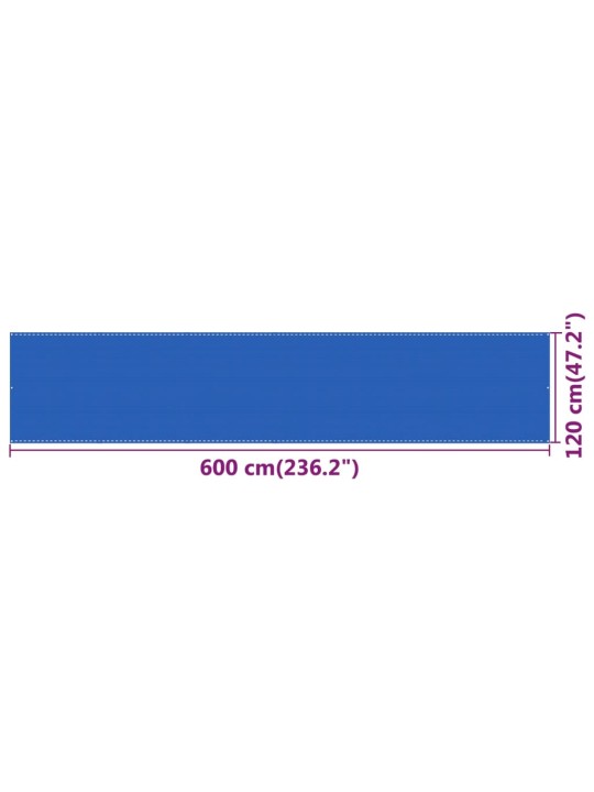 Parvekkeen suoja sininen 120x600 cm HDPE