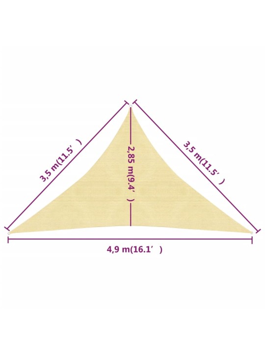 Aurinkopurje 160 g/m² beige 3,5x3,5x4,9 m HDPE