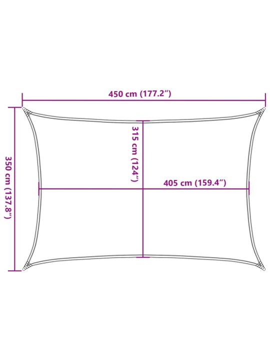 Aurinkopurje 160 g/m² valkoinen 3,5x4,5 m HDPE