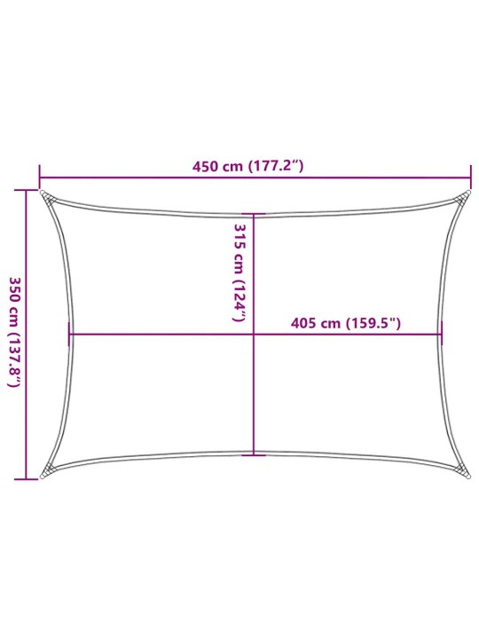 Aurinkopurje 160 g/m² suorakaide sininen 3,5x4,5 m HDPE