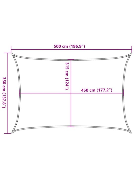 Aurinkopurje 160 g/m² suorakaide sininen 3,5x5 m HDPE