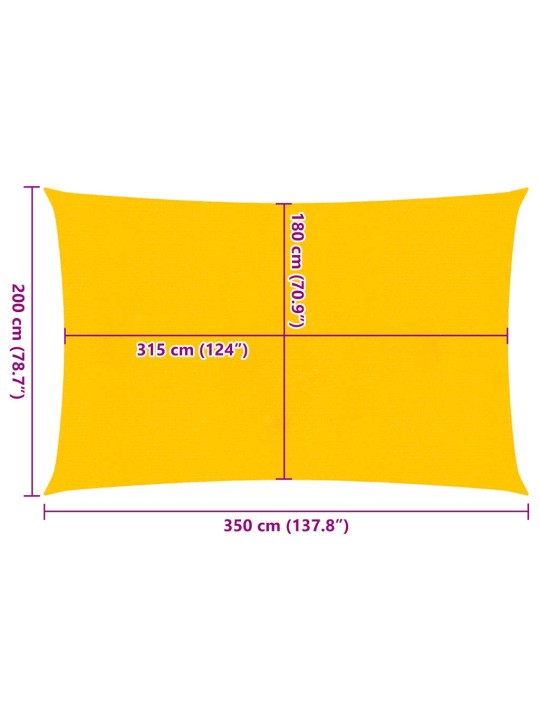 Aurinkopurje 160 g/m² suorakaide keltainen 2x3,5 m HDPE