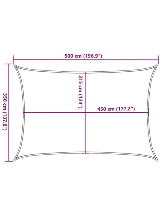 Aurinkopurje 160 g/m² suorakaide keltainen 3,5x5 m HDPE