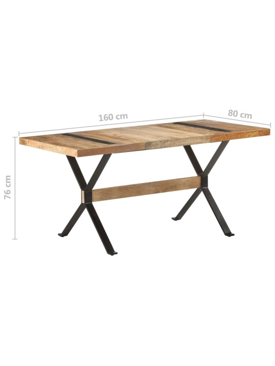 Ruokapöytä 160x80x76 cm karkea mangopuu