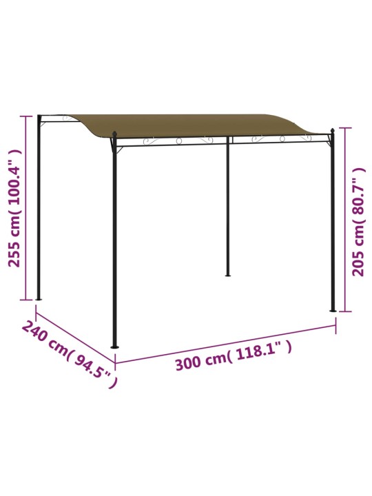 Aurinkokatos 3x2,4 m ruskeanharmaa 180 g/m²