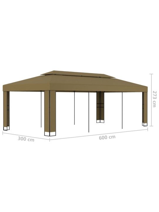 Huvimaja kaksoiskatolla 3x6 m ruskeanharmaa 180 g/m²