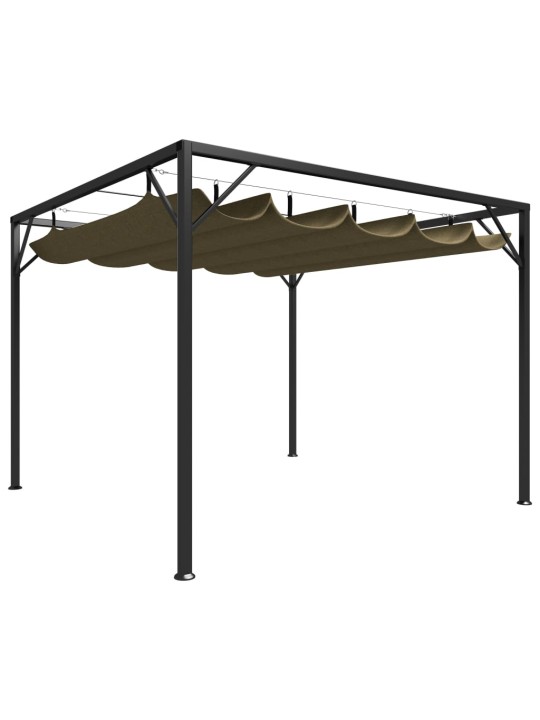 Huvimaja sisäänvedettävä katto 3x3 m ruskeanharmaa 180 g/m²