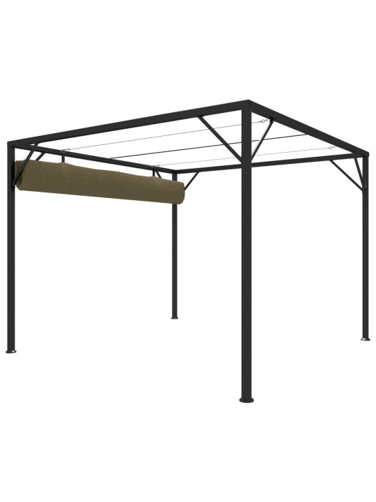 Huvimaja sisäänvedettävä katto 3x3 m ruskeanharmaa 180 g/m²