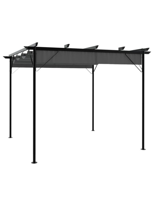 Pergola sisäänvedettävä katto antrasiitti 3x3 m teräs 180 g/m²