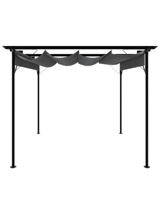 Pergola sisäänvedettävä katto antrasiitti 3x3 m teräs 180 g/m²