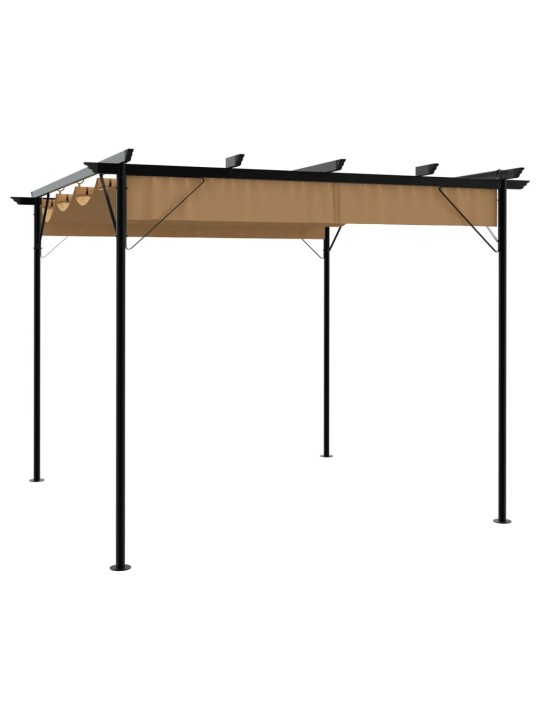 Pergola sisäänvedettävä katto taupe 3x3 m teräs 180 g/m²