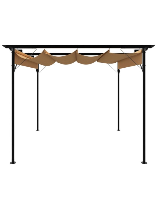 Pergola sisäänvedettävä katto taupe 3x3 m teräs 180 g/m²