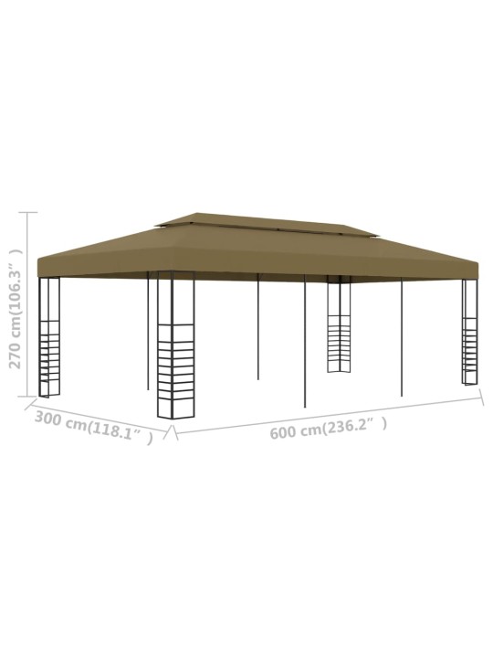 Huvimaja 6x3x2,7 m ruskeanharmaa 180 g/m²