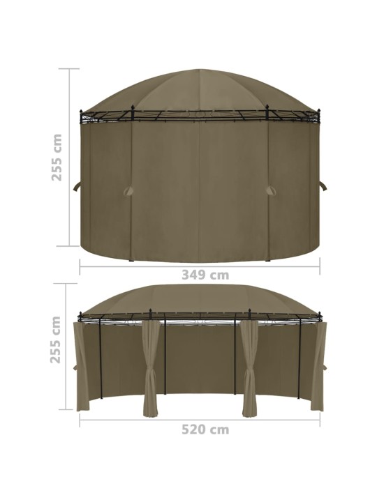 Huvimaja verhoilla 520x349x255 cm harmaanruskea 180 g/m²