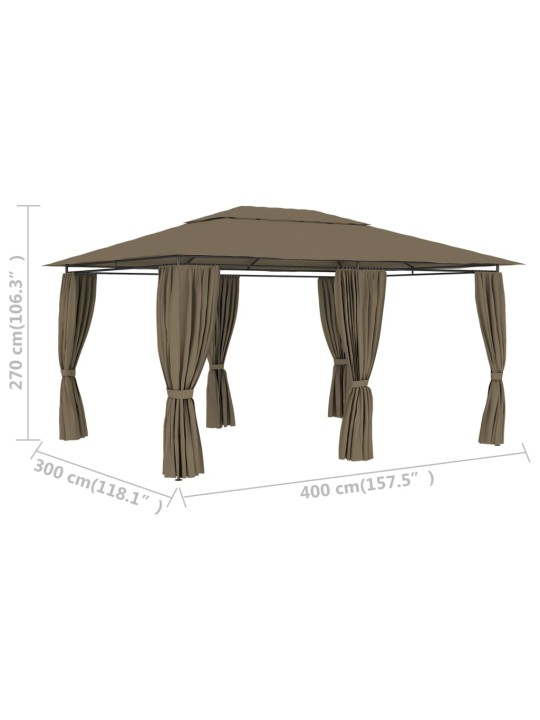 Puutarhakatos verhoilla 4x3 m ruskeanharmaa 180 g/m²