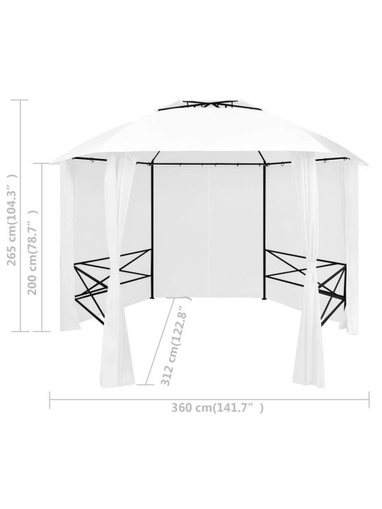 Puutarhakatos verhoilla 360x312x265 cm valkoinen 180 g/m²