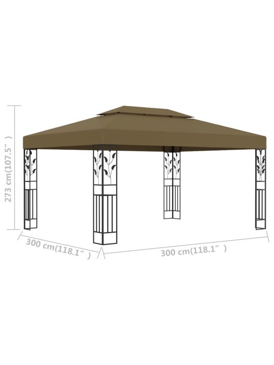 Huvimaja kaksoiskatolla 3x4 m ruskeanharmaa 180 g/m²