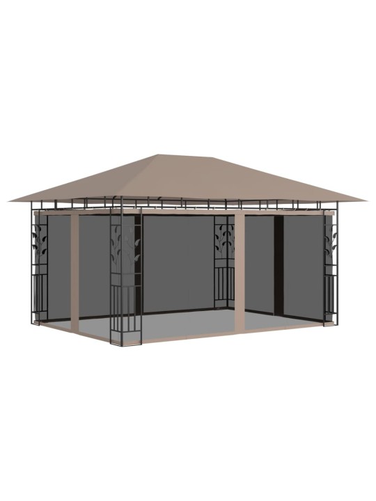 Huvimaja hyttysverkolla 4x3x2,73 m harmaanruskea 180 g/m²