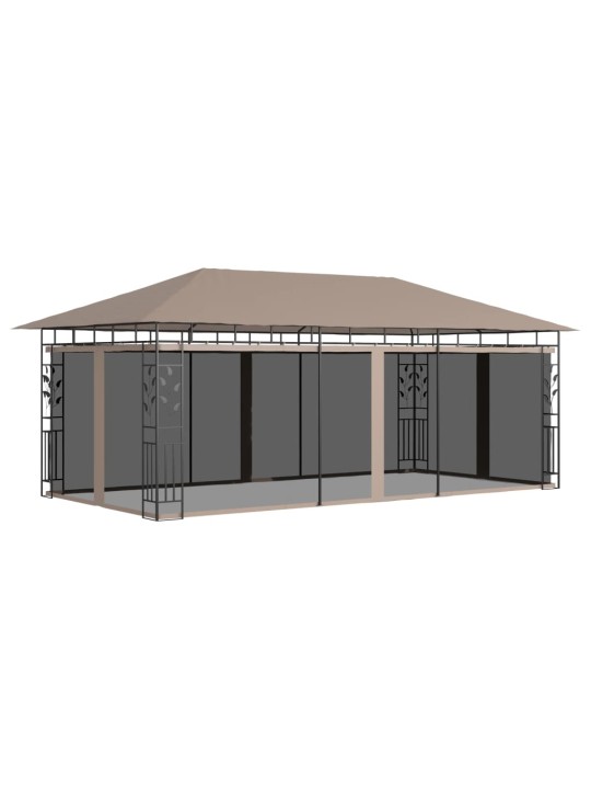 Huvimaja hyttysverkolla 6x3x2,73 m harmaanruskea 180 g/m²