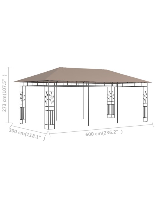 Huvimaja hyttysverkolla 6x3x2,73 m harmaanruskea 180 g/m²