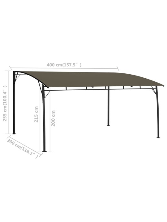 Puutarhan aurinkokatos 4x3x2,55 m harmaanruskea