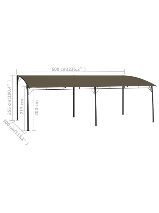 Puutarhan aurinkokatos 6x3x2,55 m harmaanruskea