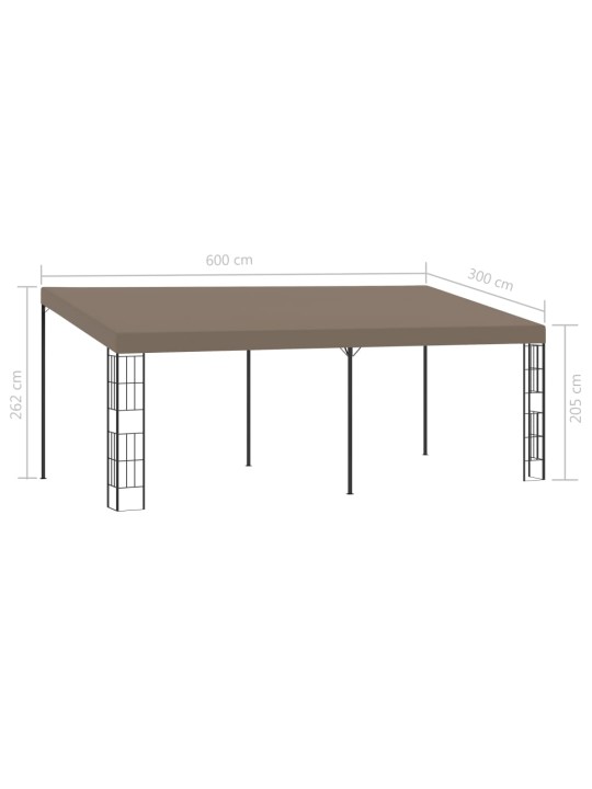 Seinään kiinnitettävä huvimaja 6x3 m harmaanruskea kangas