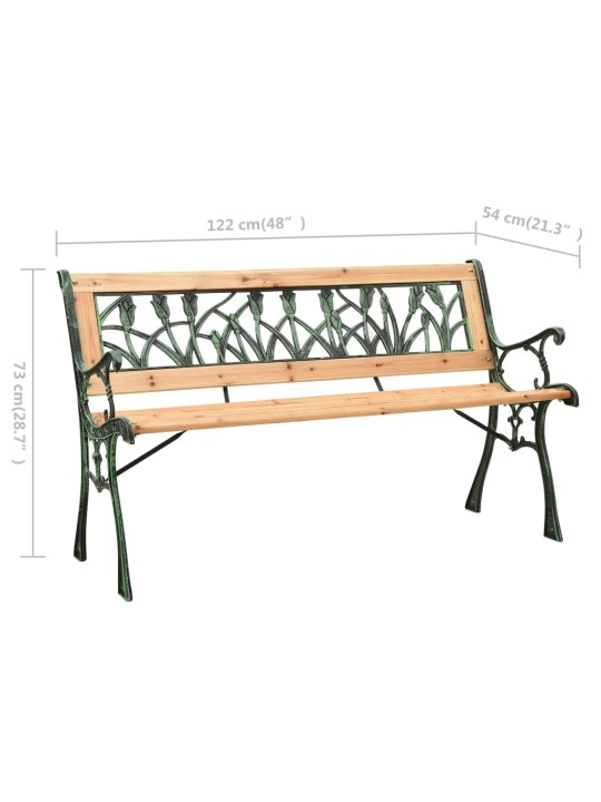 Puutarhapenkki 122 cm valurauta ja täysi kuusi