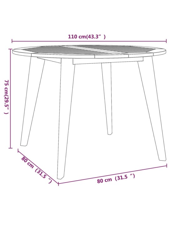 Puutarhapöytä Ø110x75 cm täysi akaasiapuu