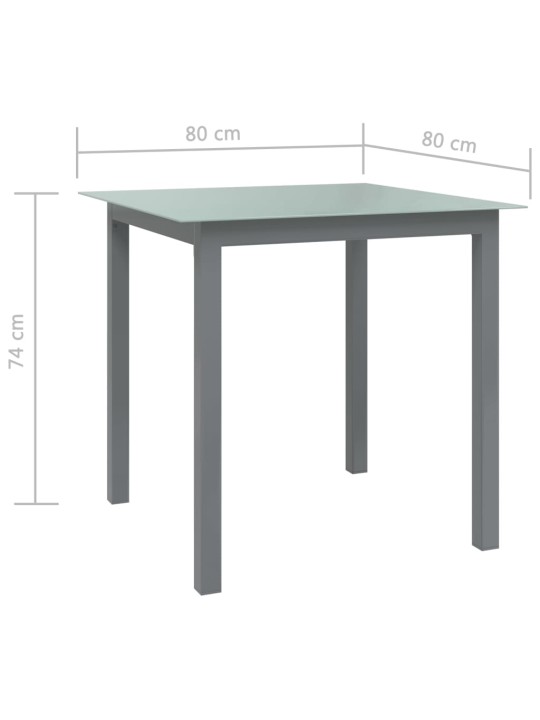 Puutarhapöytä vaaleanharmaa 80x80x74 cm alumiini ja lasi