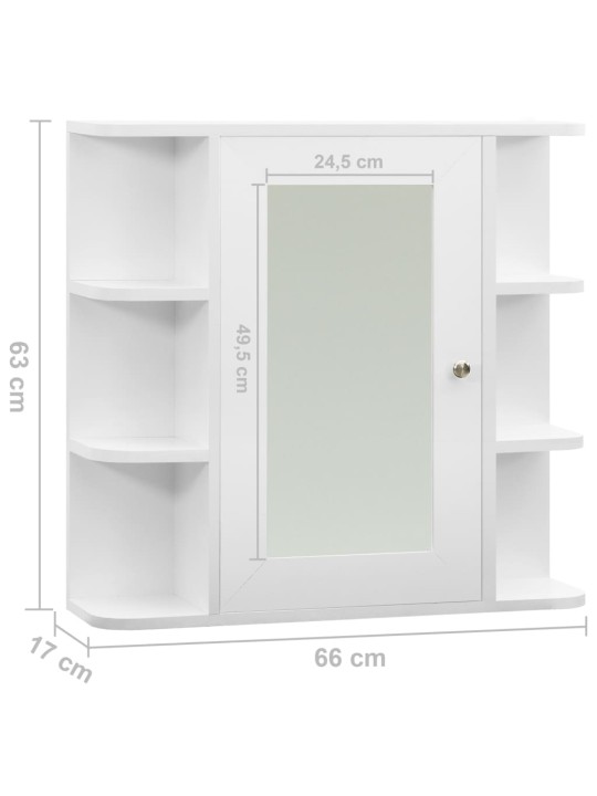Kylpyhuoneen peilikaappi valkoinen 66x17x63 cm MDF