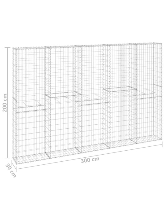 Gabion-kivikori kansilla galvanoitu teräs 300x30x200 cm