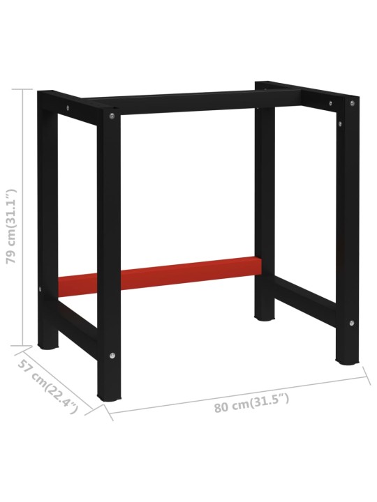 Työpöydän runko metalli 80x57x79 cm musta ja punainen