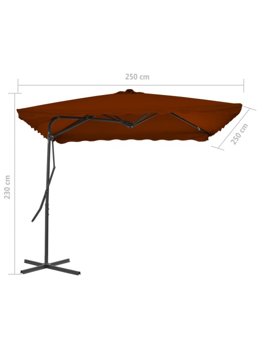 Aurinkovarjo terästangolla terrakotta 250x250x230 cm