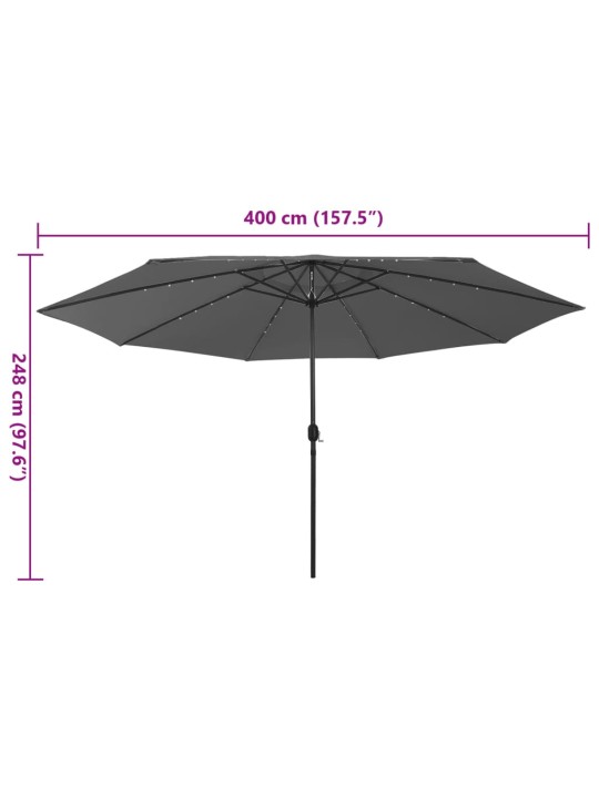 Aurinkovarjo led-valoilla 400 cm antrasiitti