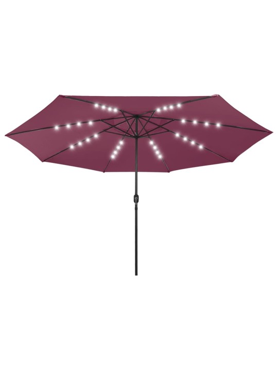 Aurinkovarjo led-valoilla 400 cm viininpunainen