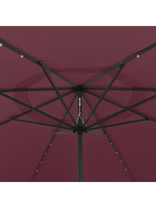 Aurinkovarjo led-valoilla 400 cm viininpunainen