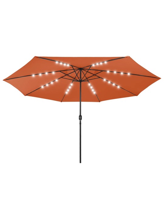 Aurinkovarjo led-valoilla 400 cm terrakotta