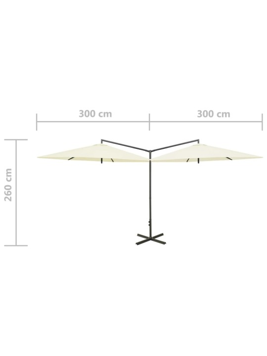 Tupla-aurinkovarjo terästanko hiekka 600 cm