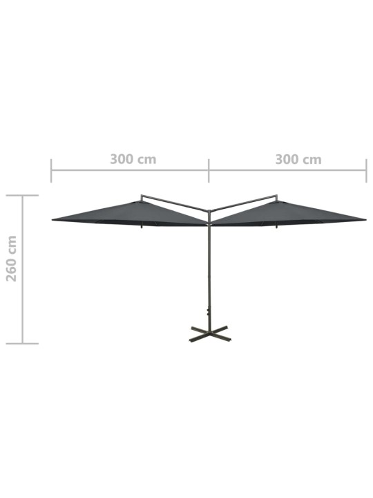 Tupla-aurinkovarjo terästanko antrasiitti 600 cm