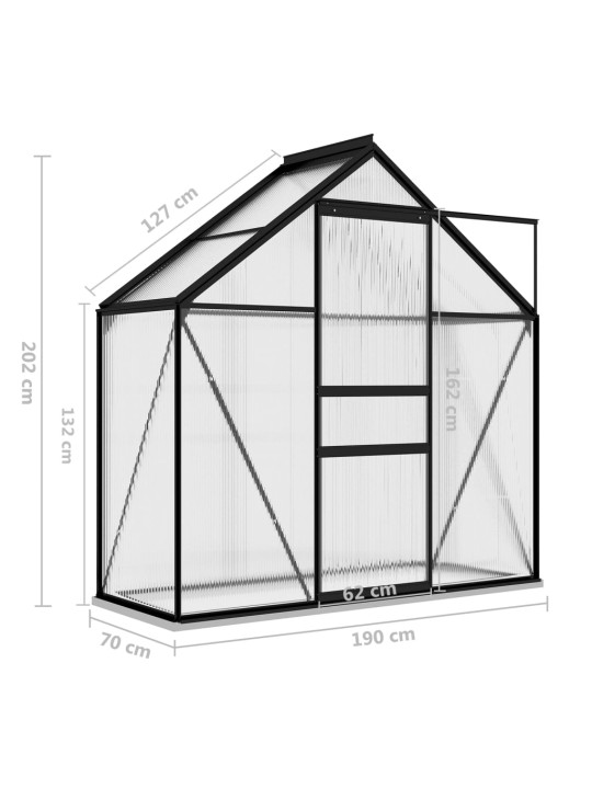 Kasvihuone antrasiitti alumiini 1,33 m²