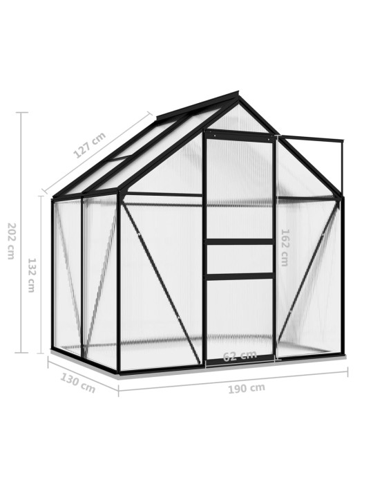 Kasvihuone antrasiitti alumiini 2,47 m²