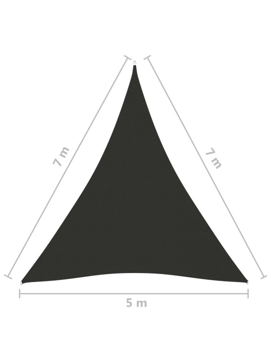 Aurinkopurje oxford-kangas kolmio 5x7x7 m antrasiitti